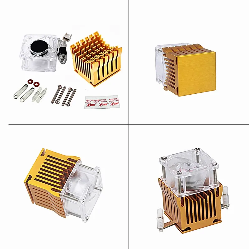 Radiador de Alumínio Dourado do Dissipador de Calor de Northbridge Faça Você Mesmo com fã de 40 mm 12v 40x40x10 mm 40x40x20 mm Ventilador de Refrigeração - Imagem 4