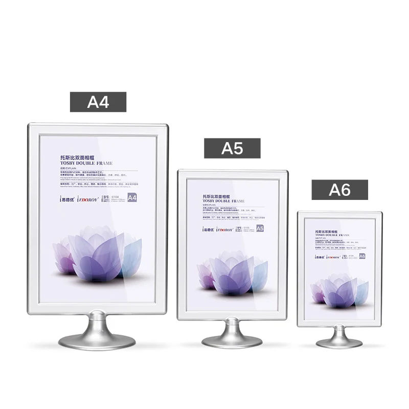 A6 Plastic Acrylic Sign Holde Double Sided Clear Sign Holder For Table Top Display Restaurant Menu Electronic Product Display a4 clear plastic double sided picture poster frames 8 5x11 inch acrylic sign holder table menu holder display stand