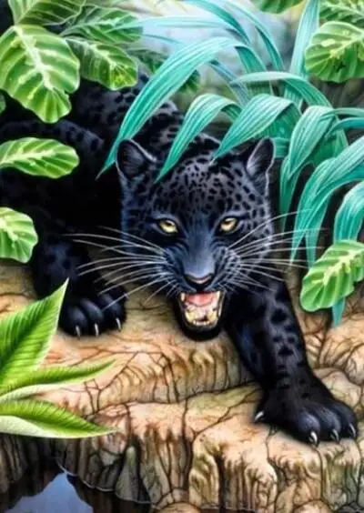 

5D DIY Diamond Painting Full Square Diamond Embroidery Animal Cross Stitch Rhinestones Pictures Mosaic Panther Decoratio
