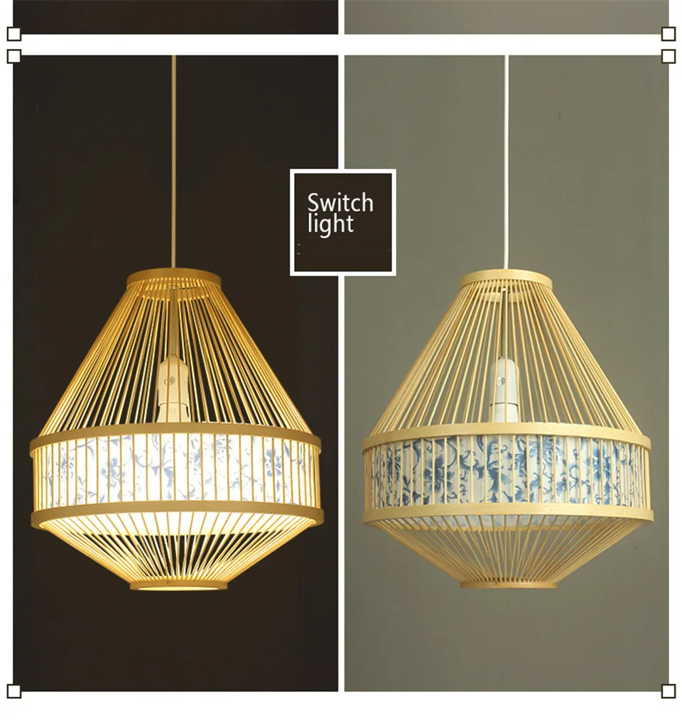 Japan Style Bamboo Pendant Lights Lighting LED Light Fixture Pendent Lamp Dining Living Room Bedroom Kitchen Cafe Hanging Lamp