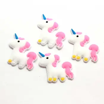 

50/100pcs Fashion Cute Soft Resin hornsHorse Mini Horse With Pink Tails Flatback Cabochon For Hair Ties Solid Princess Headwear
