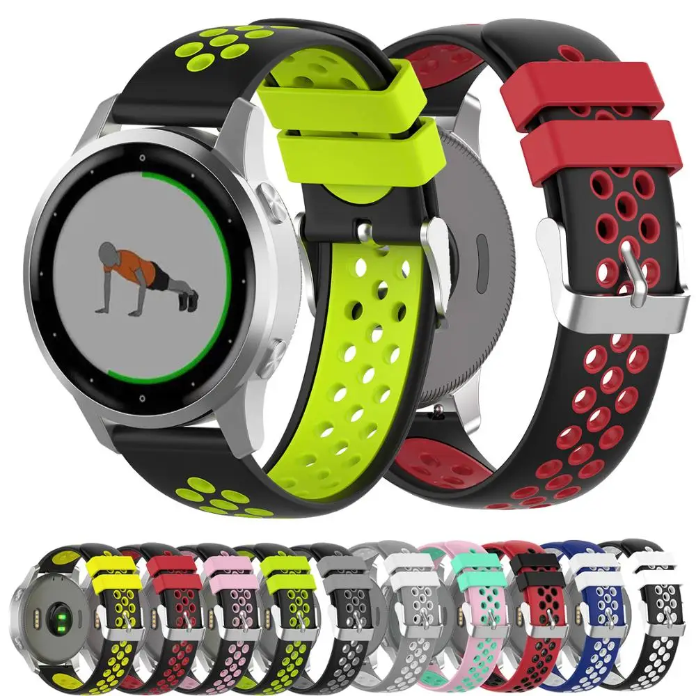 Силиконовый ремешок для часов Garmin vivoactive 4S, сменный дышащий спортивный резиновый браслет 18 мм, ремешок для часов