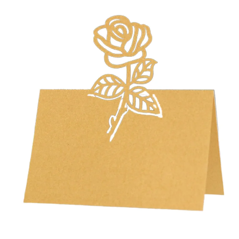 50pcs Vintage Rose Flower Laser Cut Table Name Place Cards DIY Lace Name Message Setting Card Wedding Birthday Party Favor Decor