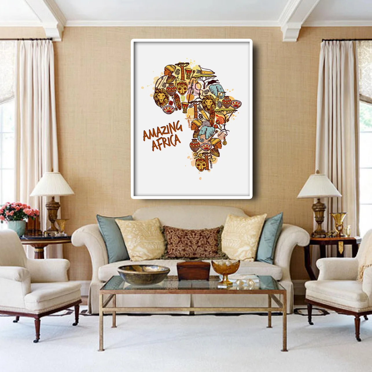 Mexico Africa Australia Map Posters Animals Canvas Decorative Painting On The Wall Art Pictures Kids Living Room Home Decor | Дом и сад