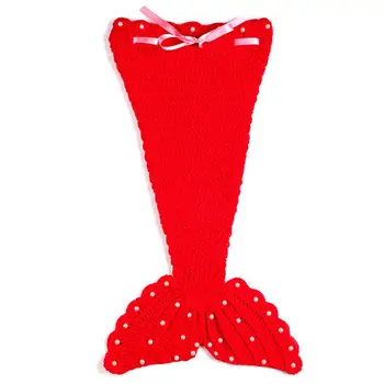 

Fashion Unisex Newborn Boy Girl Crochet Knitted Baby Outfits Costume Set Photography Photo Props-Red Mermaid