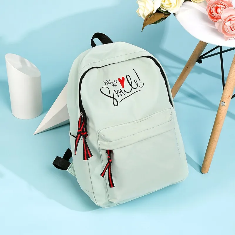 

2019 new JIULIN Korean printing letters fashion tide zipper students solid color backpack