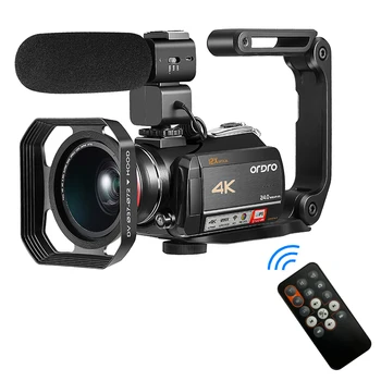 Videocámara Vlog 4K profesional para YouTube, transmisión en vivo, Ordro AC5, Zoom óptico 12X, Filmadora, Camara