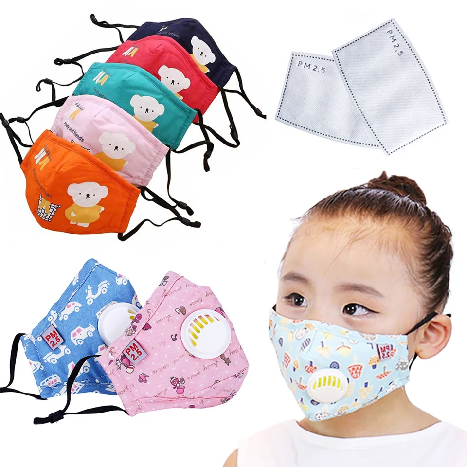 

1Pcs Children Anti Dust Face Mouth Mask Reusable PM2.5 Protective Mask Breathable Cotton Activated Carbon Filter Masks
