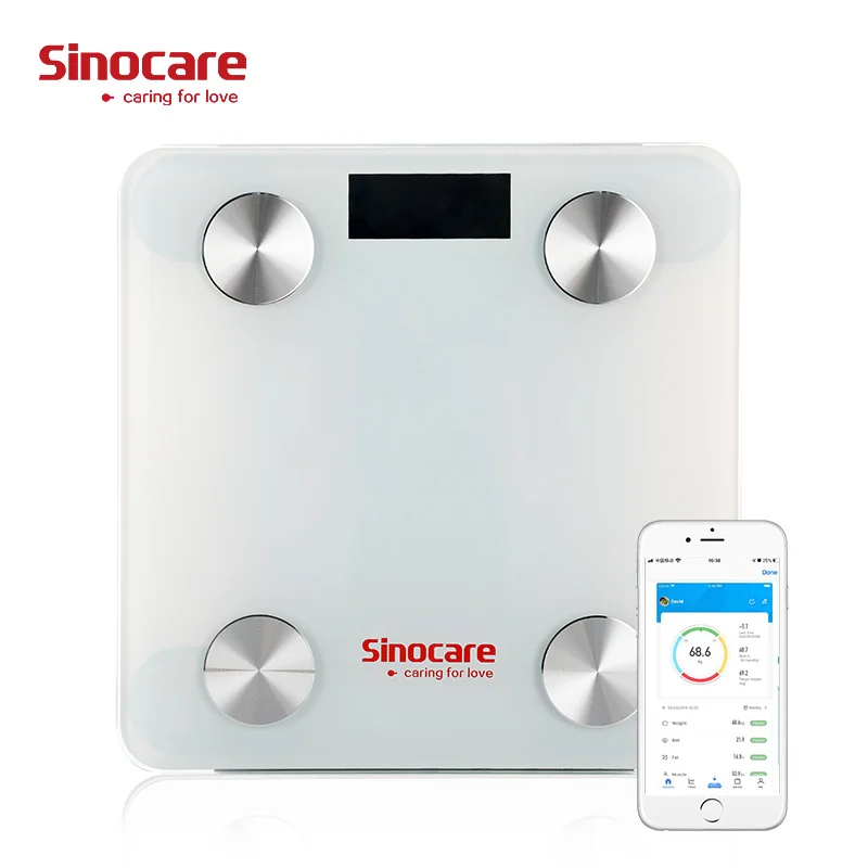 Sinocare Body Fat Scale Digital Bathroom Weight Scale BMI Body Composition Analyzer With Smartphone App Bluetooth