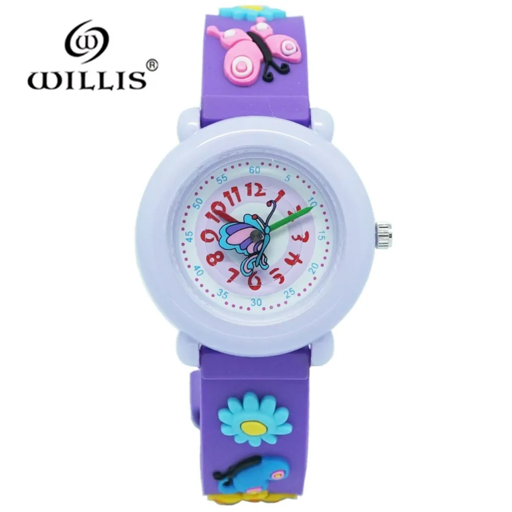 

WILLIS Brand 3D Butterfly Quartz child Silicone jelly Wristwatch Girl Quality Casual Female waterproof Clock Relogio Feminino