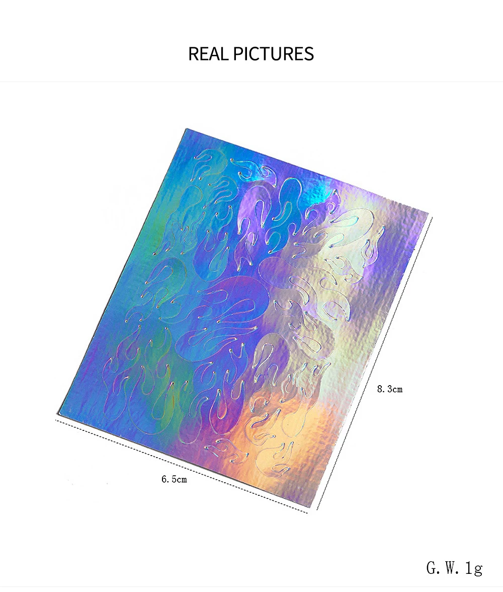 1 шт. новые голографические пламя прозрачные наклейки пожарные маникюрные наклейки ногти искусство самоклеющиеся арт, наклейки для ногтей украшения