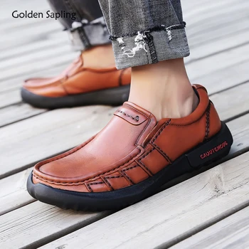 

Golden Sapling Retro Genuine Leather Men's Outdoor Shoes Breathable Soft Mountain Trekking Shoe Lightweight New Hiking Boots Men