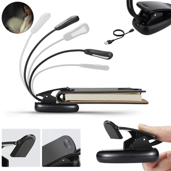 

LED Clip On Desk Lamp Light 10LED USB Rechargeable 3 Level Lighting Modes Dual Poles Lamp Dimmable Table Reading Book Light