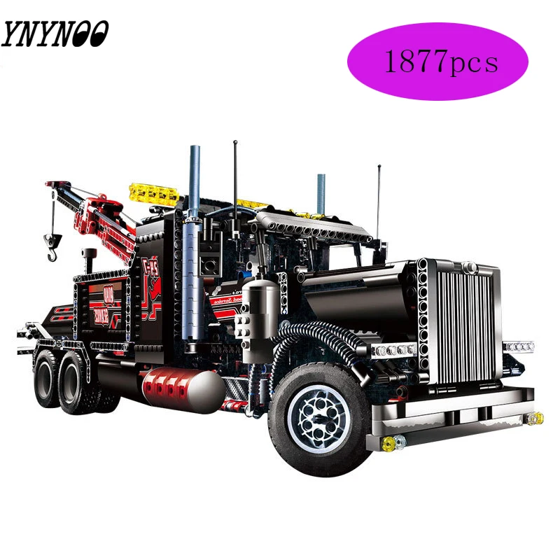 

DHL 20020 legoinglys Technic Ultimate Series The Mechanical American Style Heavy Container Trucks Building Blcoks Toys 8258