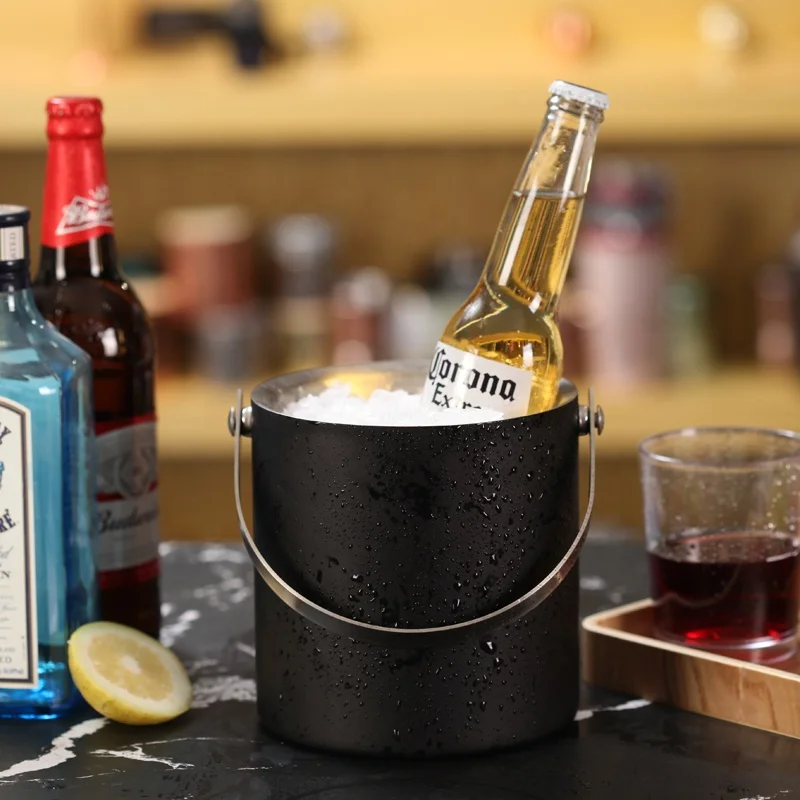 Custom Logo Metal Tin Stainless Steel Champagne Wine bar ice bucket
