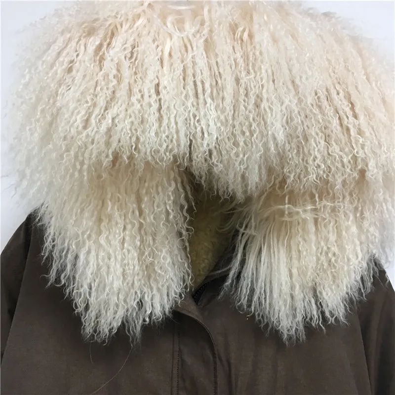Men's Brown Short Jacket Top Quality Real Lamb Fur Collar Can Be Removable High-tech Anti-Lamb Liner Coat Plus Size Parka