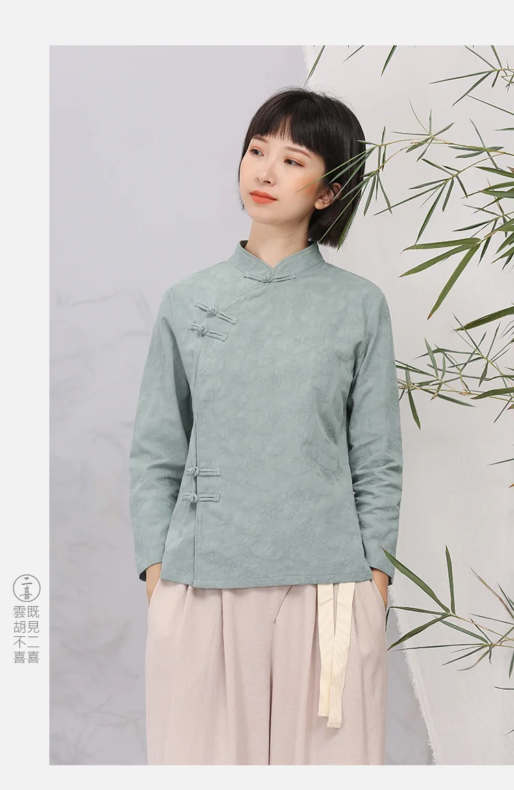 Cheongsam/топ; сезон весна-осень; рукав в семь точек; модная чайная служба; женская короткая одежда; сезон лето
