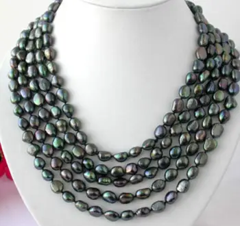 

Free Shipping Long 100" 10-11mm baroque black peacock fw pearl NECKLACE