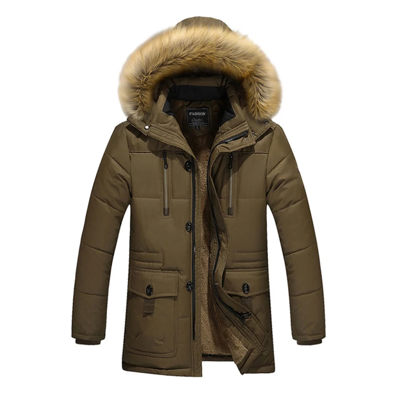 AKSR мужская зимняя куртка, пальто из плотного флиса, теплое зимнее пальто для мужчин с меховым капюшоном и воротником, большой размер, парка, ветровка Casaco Masculino
