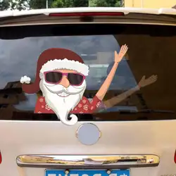 Наклейки для авто и наклейки рождественские отличительные знаки на стеклоочистителе забавные Санта Клаус развевающиеся руки автомобиля