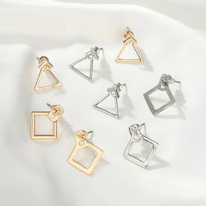 Ahyf Earring Geometric Triangle Square Sterling Silver Stud Earrings Fashion Personality Earrings Women