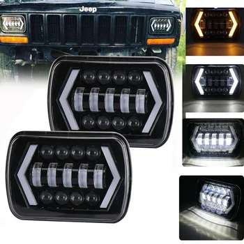 

Car Accessories 55W 7X6 Inch 5X7 Inch Led Projector Headlight Hi-Lo Beam Halo for Jeep Cherokee XJ Car Light in auto lighting