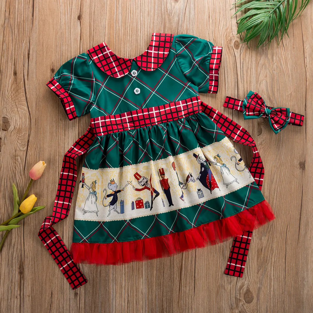 Christmas Toddler Kids Baby Girl Xmas Dress 1-6Y Flowers Print Party Cartoon Santa Swing Dress Clothes