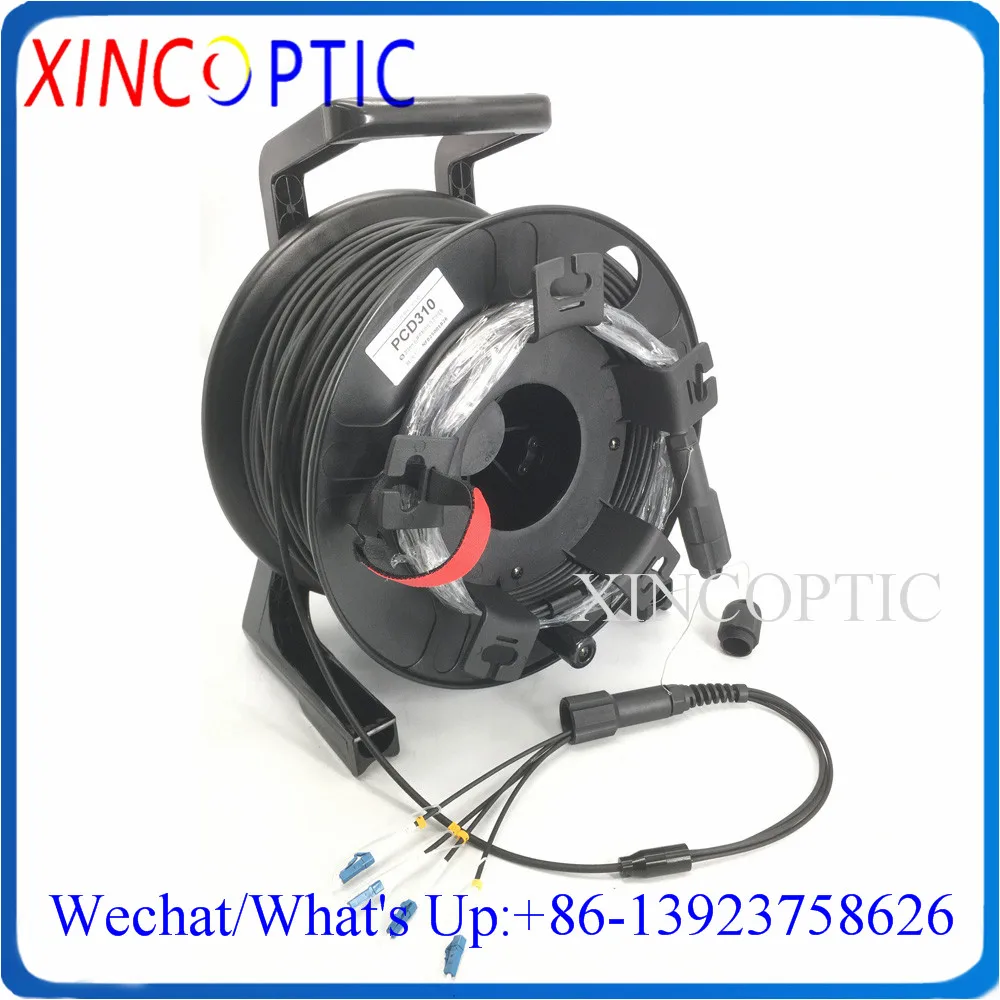 Cavo A Fibra Ottica Corazzato Del Cavo Di Toppa Di Singolo Modo 4C Con Il Tamburo Pcd310/Bobine 250M 4 Fili 9/125 Sm Mm Om1 Om2 Lc-Lc All'Aperto
