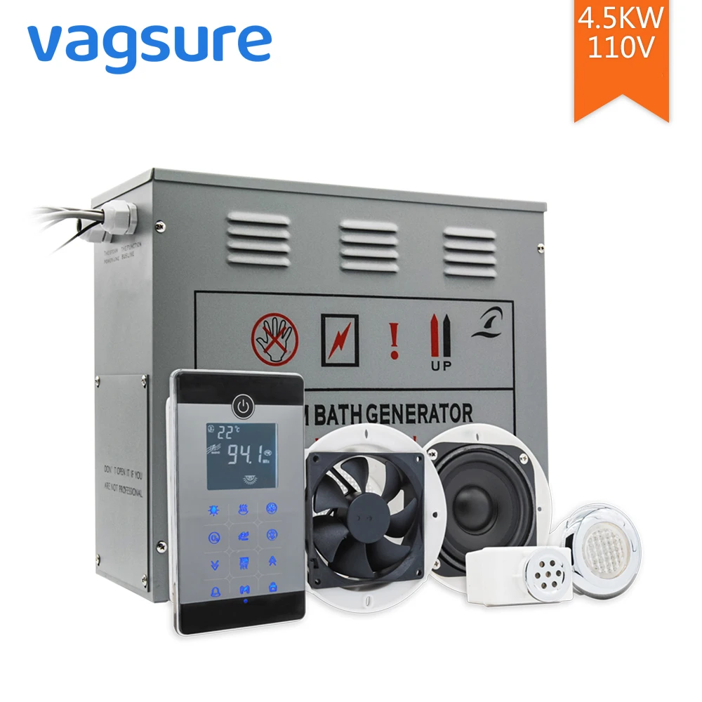 

4.5KW AC 110V Steam Generator Sauna Bath Engine with Computer Control Panel/Light/Vent Fan/Speaker/Ozone for Steam Sauna Room