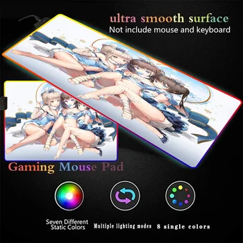 

Three Girl Beautiful Feet RGB Anime Soft Large Gaming Mouse Pad Oversize Glowing Led Extended Mousepad Computer Keyboard Pad XXL