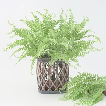 

3pcs/set 5 Forks Artificial Fern Grass Green Plant Simulation Plastic Fake Persian Leaves Home Garden Wedding Decoration