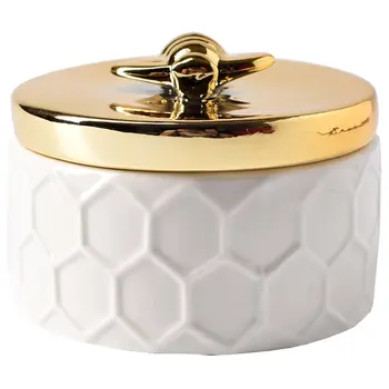 

Nordic style ceramic gold-plated bee jewelry box jewelry necklace ring storage box creative home decoration