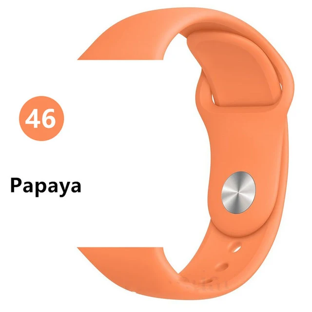 Papaya ALPQ ремешок для Apple ремешок для часов 38 42 мм 40 44 мм силиконовый официальный цвет ремень браслет Correa для iWatch серии 5 4 3 2 1 - Цвет ремешка: Papaya