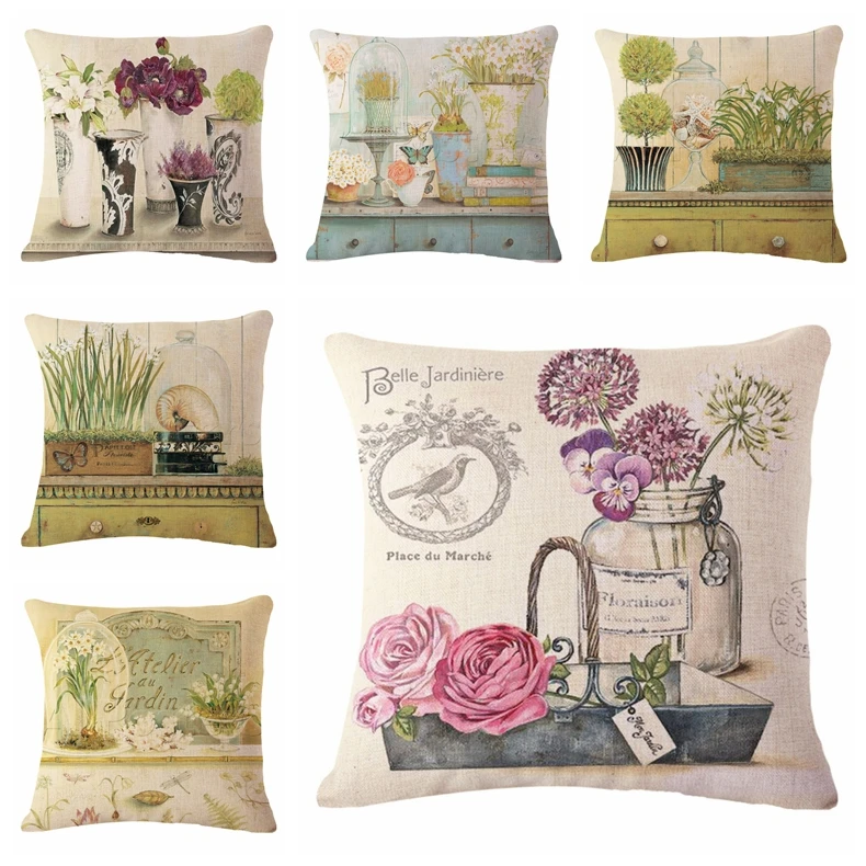 

Creative Flower Tree Cushion Cover Print Linen Affection Sofa Seat Family Home Decorative Throw Pillow Case Housse De Coussin
