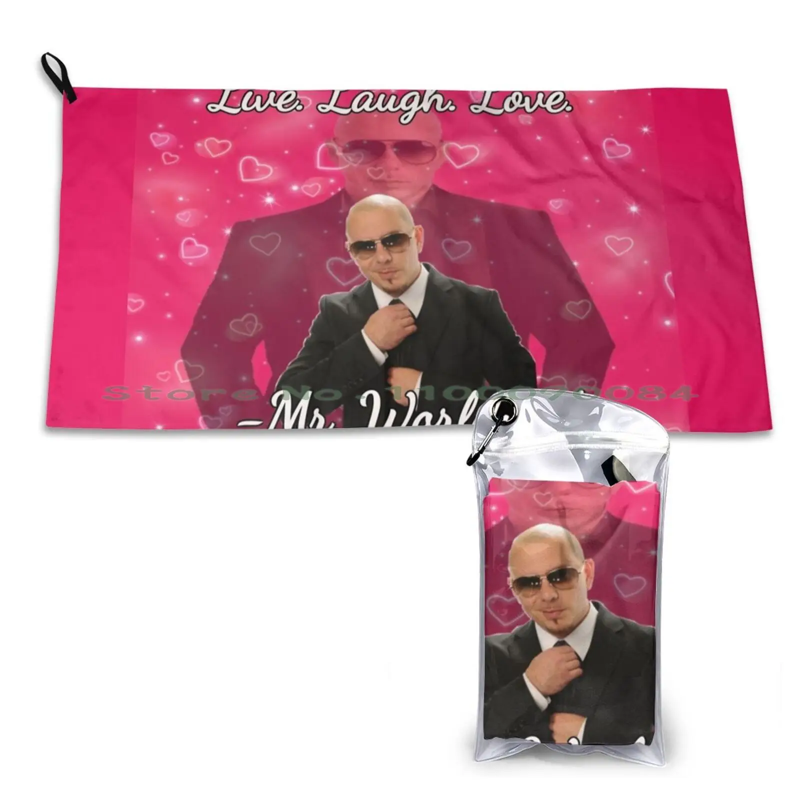 Mr. Worldwide Says To Live Laugh Love Quick Dry Towel Gym Sports Bath Portable Live Laugh Love Mr Worldwide Pitbull Dilf Soft