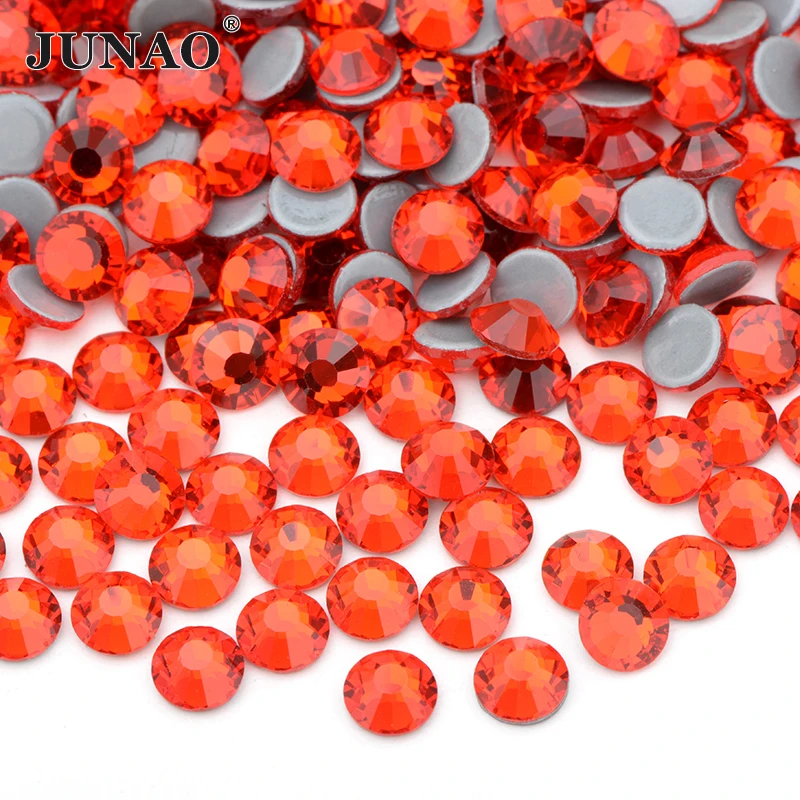JUNAO SS6 8 10 12 16 20 30 V.Lt.Siam Hotfix Glass Rhinestone Flat Back Iron On Crystal Stones Hot Fixation Strass for Decoration | Дом и сад