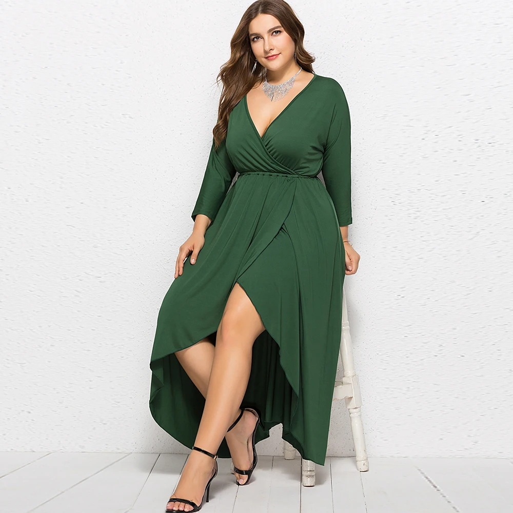 Berydress элегантное женское фиолетовое платье с v-образным вырезом и рукавом 3/4, Платье макси с высоким и низким вырезом, свадебное платье для гостей, Осеннее длинное черное платье размера плюс