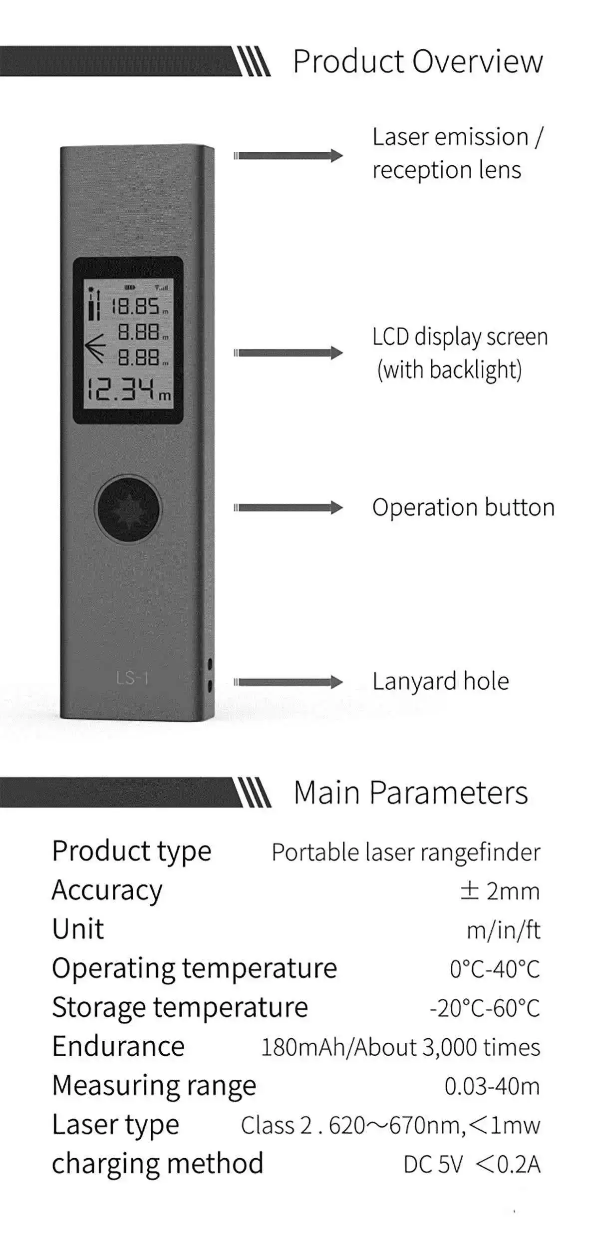 ATuMan LS-1S интеллектуальный цифровой лазерный дальномер охотничья аккумуляторная батарея измеритель расстояния дальномер форма измерения Xiaomi Youpin