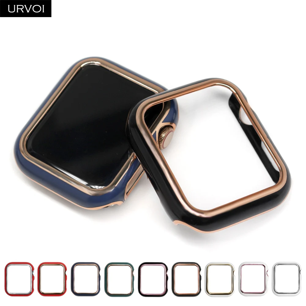 Бампер URVOI для Apple Watch series 6 SE 5 4 3 2 блестящий пластиковый чехол с твердой рамкой iWatch