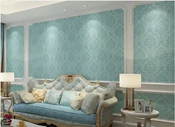 

Light Blue Color Wall Paper stricker for Home Decor living room/guest rooom hot sell products with Damascus pattern
