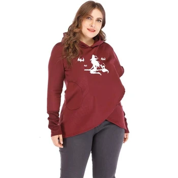 

For Women Witch Letters Print Split Hoodies Sweatshirts Femmes Tops Print Frauen Cute Casual Street Thick Sweet Pullovers