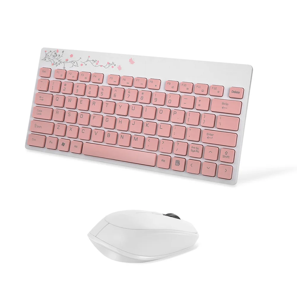 Pink 2,4G Беспроводная клавиатура с мышью комбо мини клавиатура 1600 dpi набор мышей для ноутбука компьютер JFlyer - Color: Pink