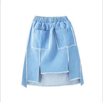 

big girls clothing 2020 kids cotton skirts Asymmetrical Denim skirt fashion high-grade children clothes wholesale