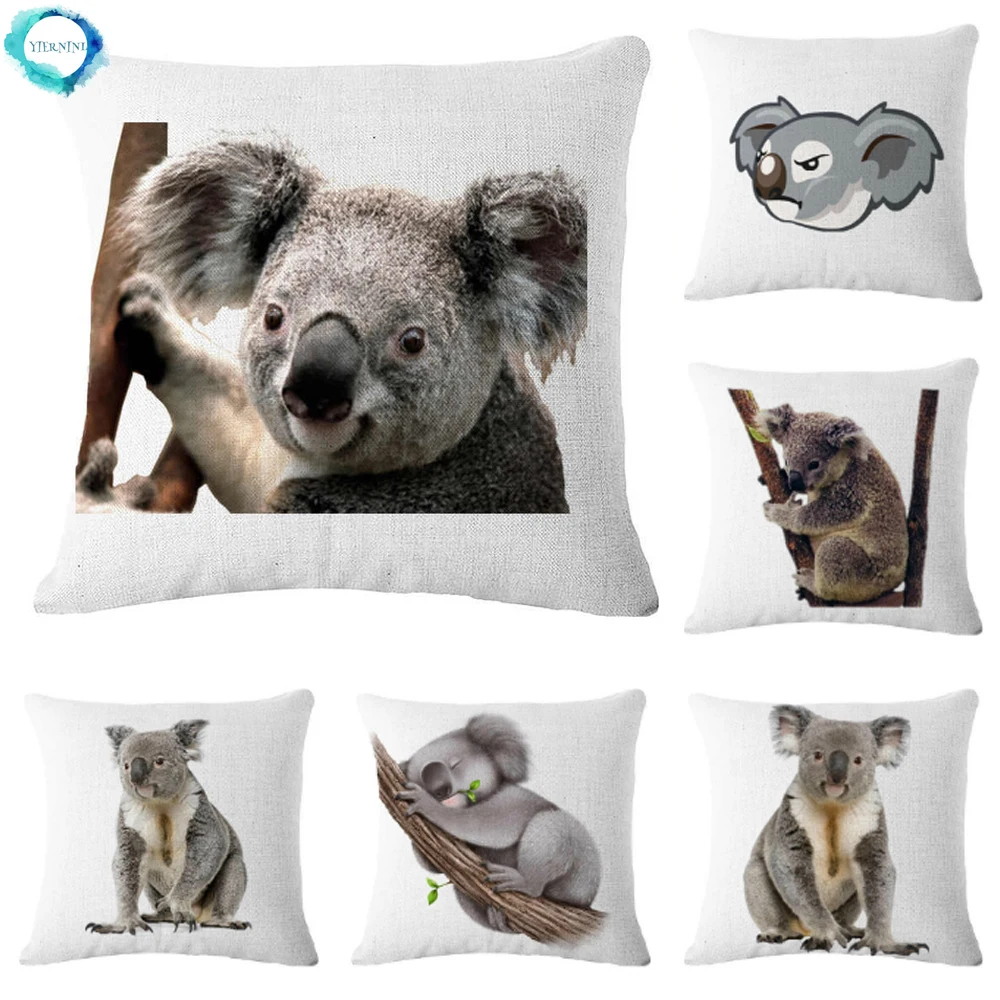 Koala Cotton Linen Pillow Case Decorative Throw Pillow Cover Cushion