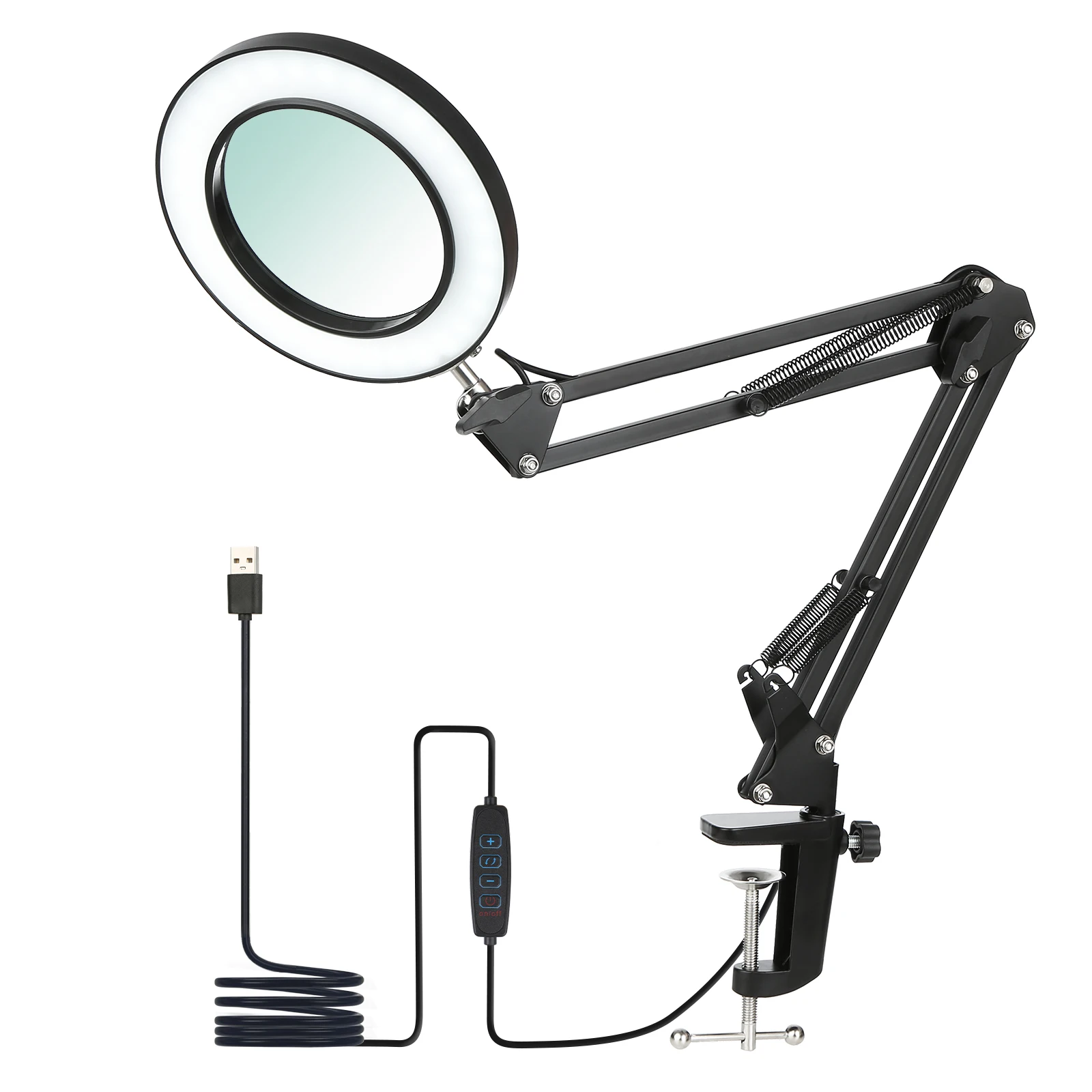KKMOON 8X Magnifying Glass with LED Desk Light Third Hand Soldering Tool Desk Clamp USB 8X Magnifier Welding/Reading Table Lamp desk lamp magnifying glass led desk lamp jewelry magnifier jeweler repair magnifier jewelry magnifying glass soldering magnifier soldering repair magnifier magnifying glass lamp