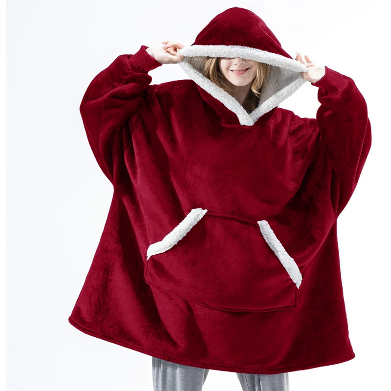Winter-Hoodie-Women-Hooded-Blanket-Sweatshirt-Fleece-Plush-Hoodie-Warm-Coral-Fleece-TV-Blanket-with-Sleeve. (1)