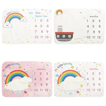 

Infant Monthly Record Growth Milestone Blanket Newborn Photography Props Cloth K1KC