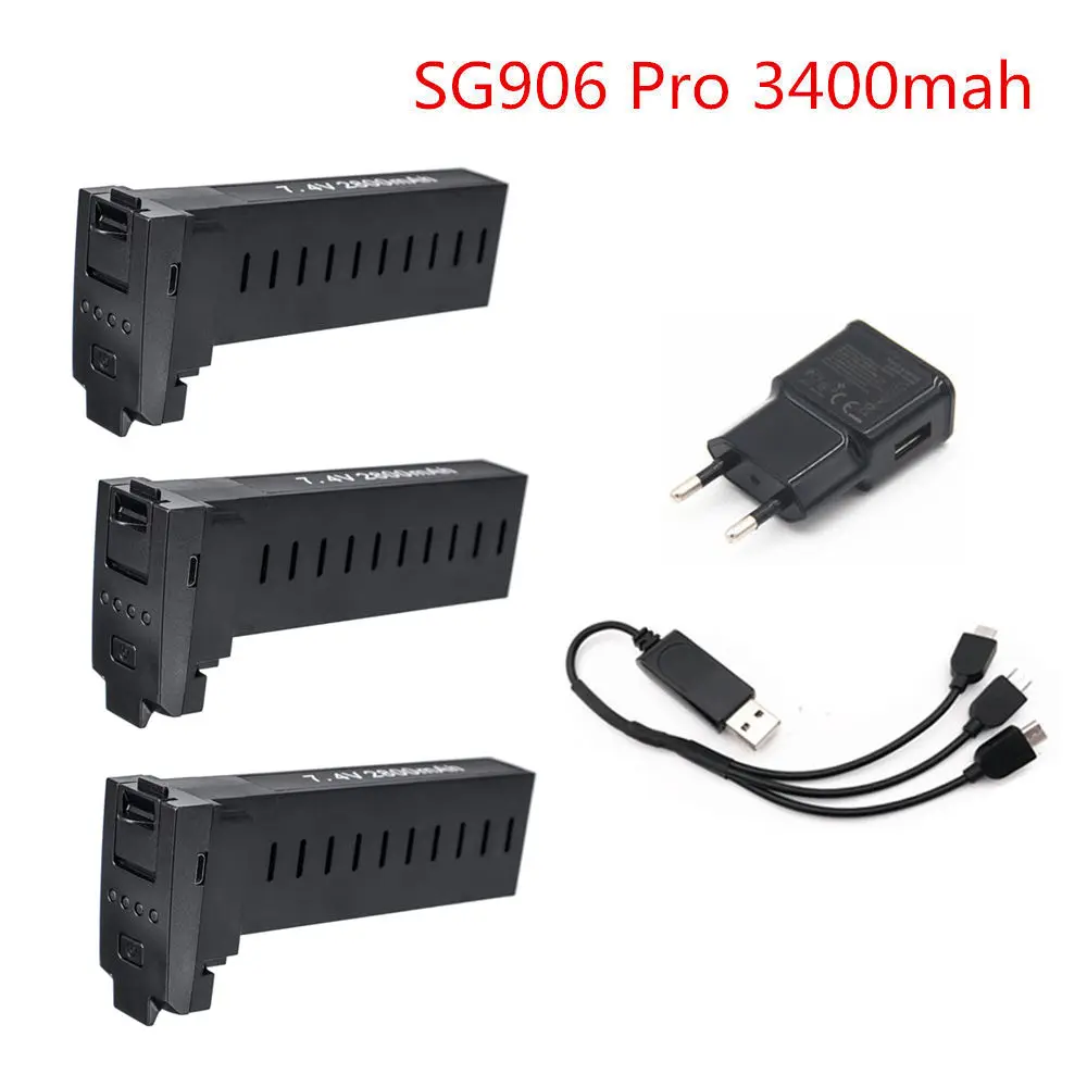 Original Battery For SG906 Pro 7.4V 2800mAh 3400mAh RC Drone Lipo Accessories pro With Charger | Игрушки и хобби