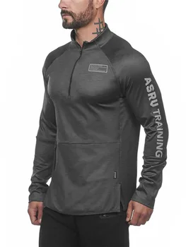 

2019 Autumn Men's Running Jacket Zipper Collar Sports Jackets Loose Sweatshirts Breathable Workout Fitness Gym Training Jackets