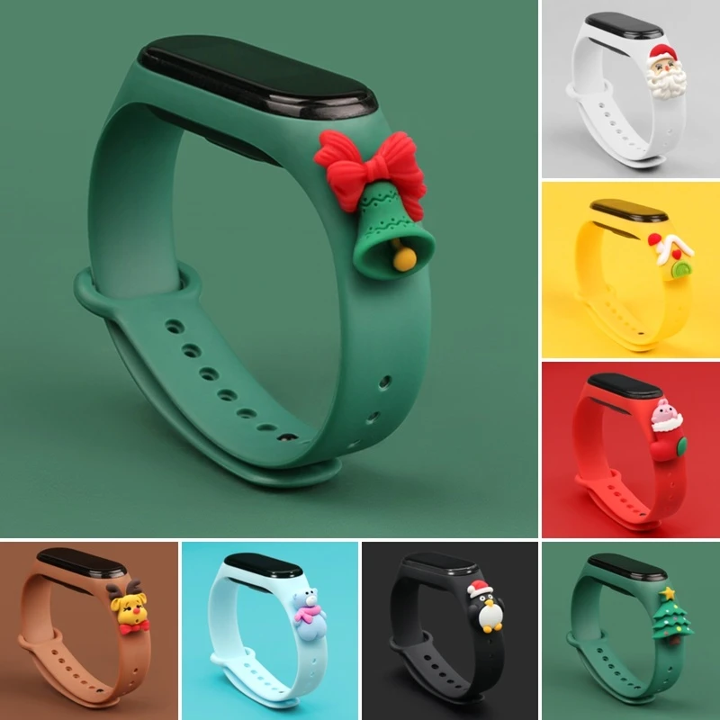 Christmas Theme Strap For Xiaomi Mi Band 6 4 5 3 Silicone Sports Wristband  For Mi Band 3 4 5 6 Christmas Gift Cartoon Bracelet - Watchbands -  AliExpress